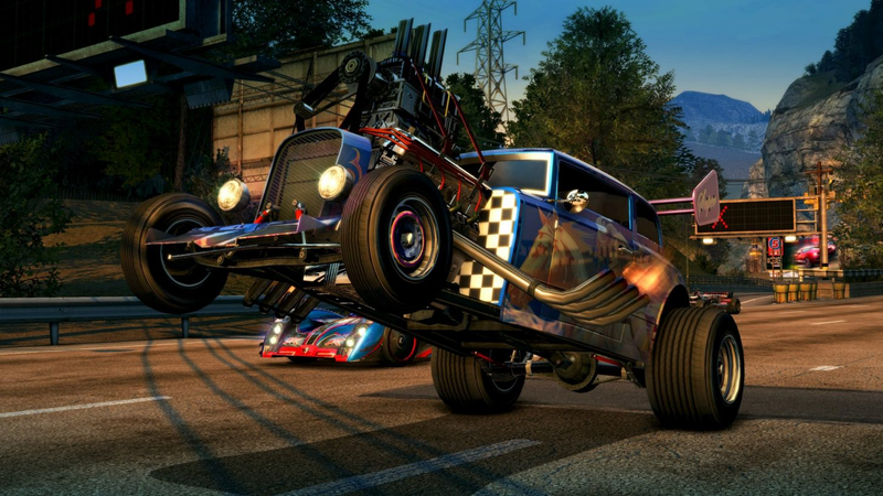 The Extreme Hot Rod was one of the later pieces of DLC, which boosts forever until you brake or otherwise “forcibly stop”.